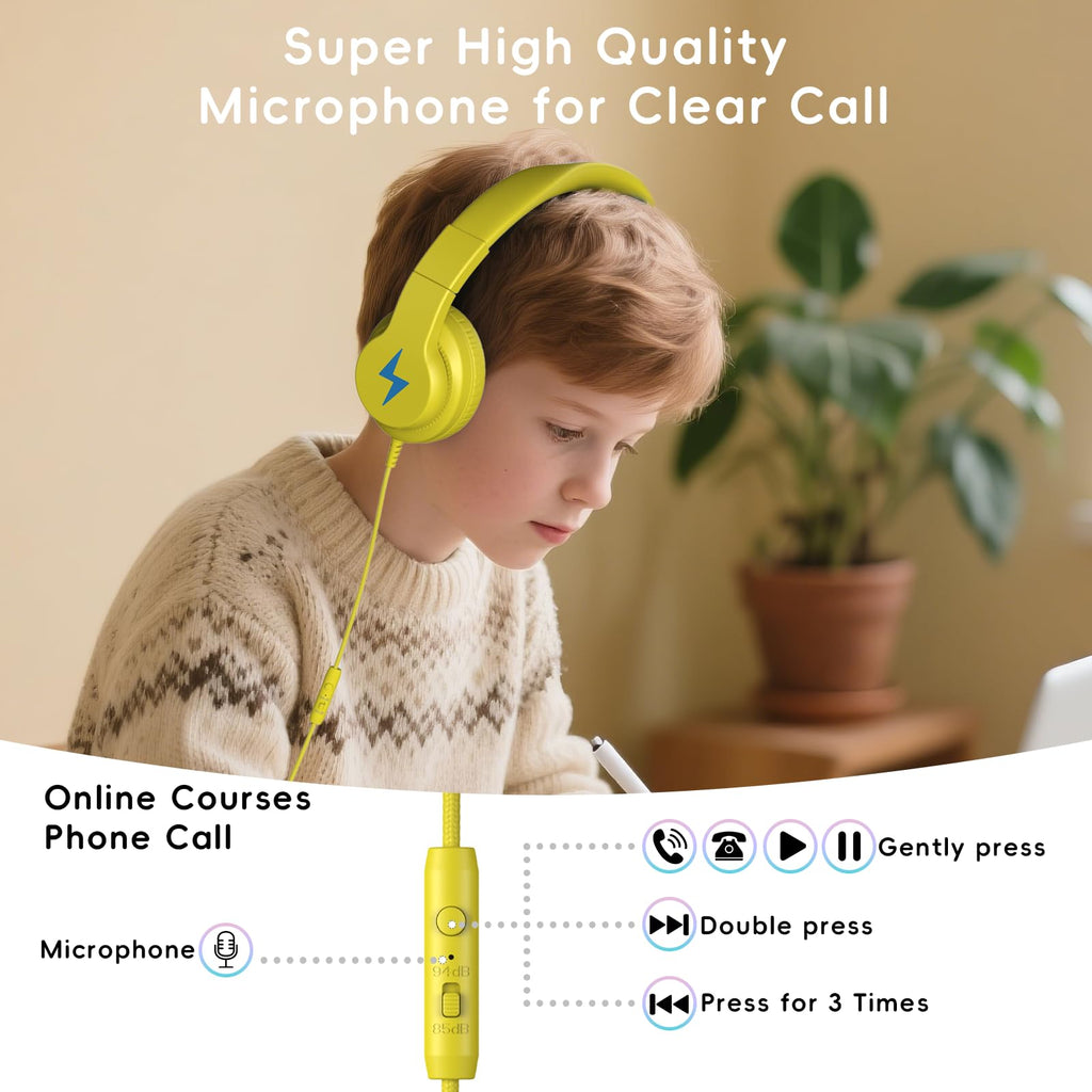Candy Bila Wired Kids Headphones for School, Over-Ear for Boys Girls