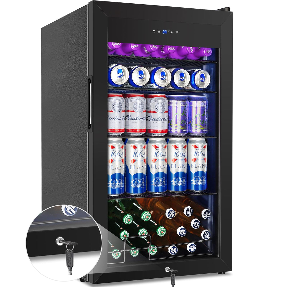 Commercial Cake Display Refrigerator, 78L Countertop Glass Cooler with LED Light, 32-53.6°F Digital Thermostat, Frost-Free Pastry Showcase for 11" Cake, Tempered Glass & Rear Door for Bakery/Cafe/Home