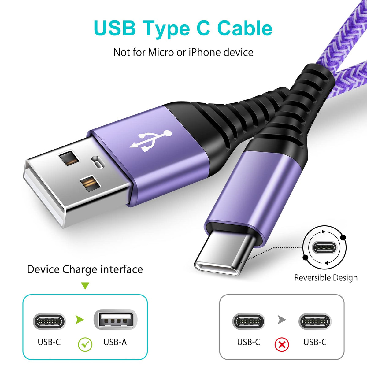 USB C Samsung Charger Cable Fast Charge Lead 6FT 2Pack Type C Phone Charger