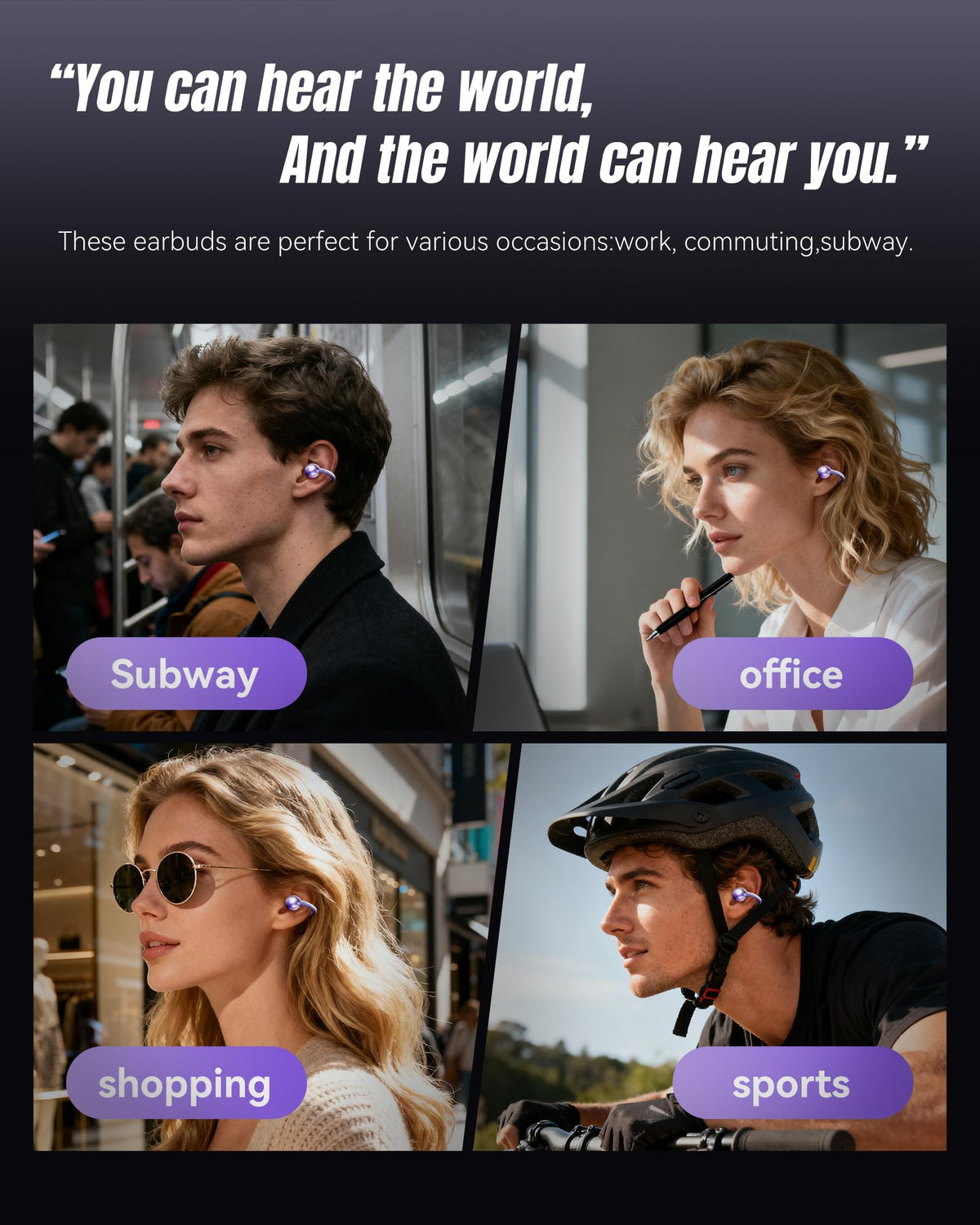 Kinglucky Clip-On Earbuds Gen 3, Open-Ear Wireless Bluetooth 6.0 Headphones with Mic, Secure Fit for Small Ears & Glasses Wearers, 50H Playtime, LED Digital Display, ENC, IPX5 Waterproof(Balck)