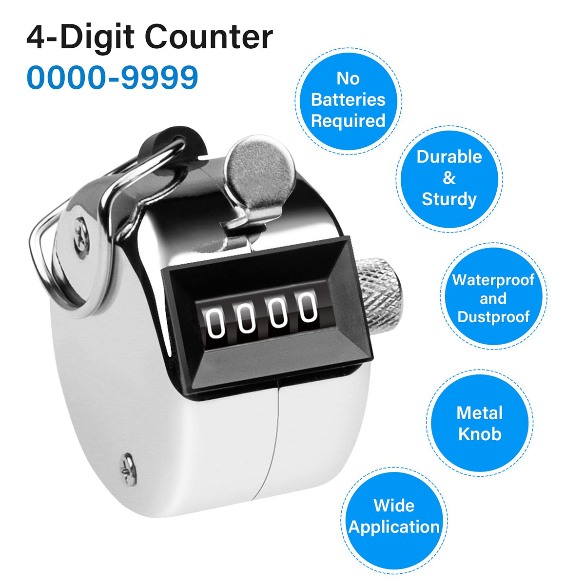 tally counter, 4-digit clicker counter, Metal hand tally counters clicker for counting, golf scoring
