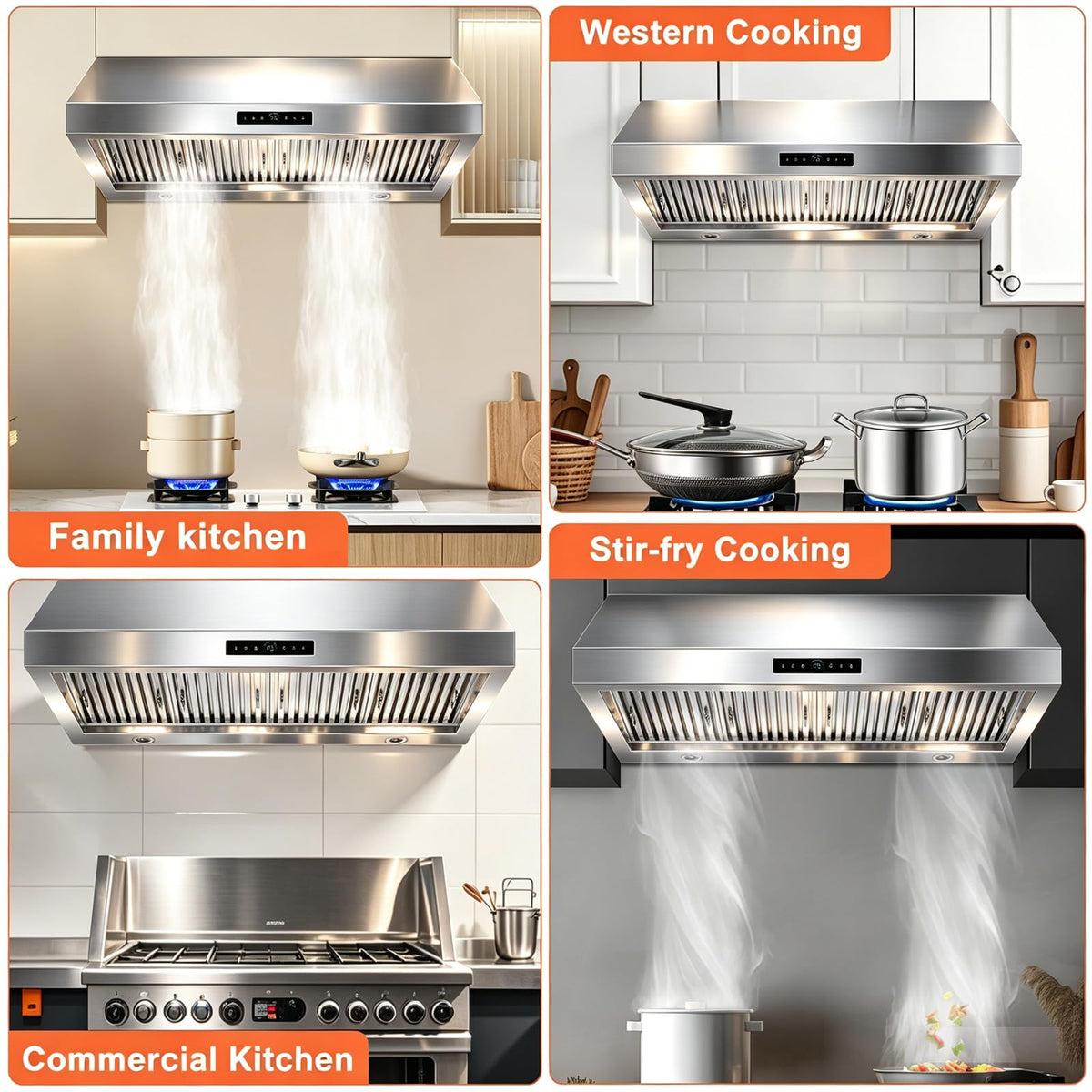 30 Inch Under Cabinet Range Hood, High Suction Hood Vents for Kitchen