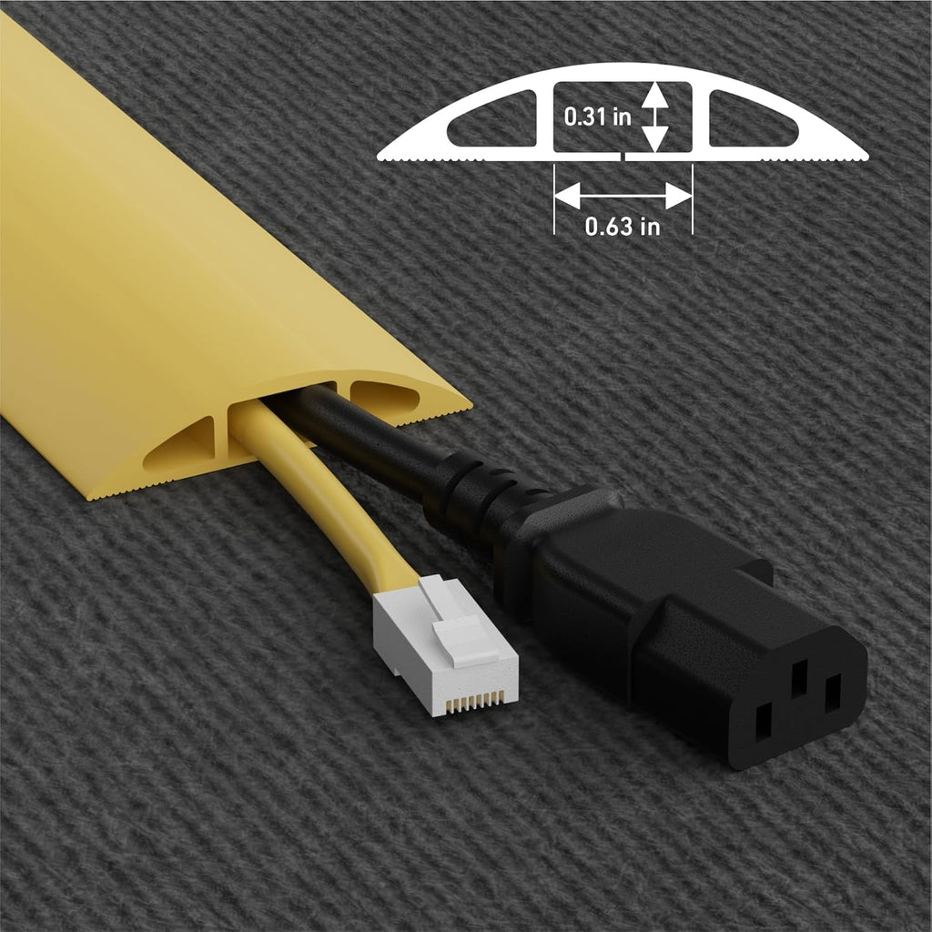 D-Line 6ft Floor Cord Cover, Cable Protector, Hide Extension Cords, Protect Cords, Prevent Cable Trips, Heavy Duty Cord Hider - Cable Cavity = 0.63" (W) x 0.31" (H) - Beige