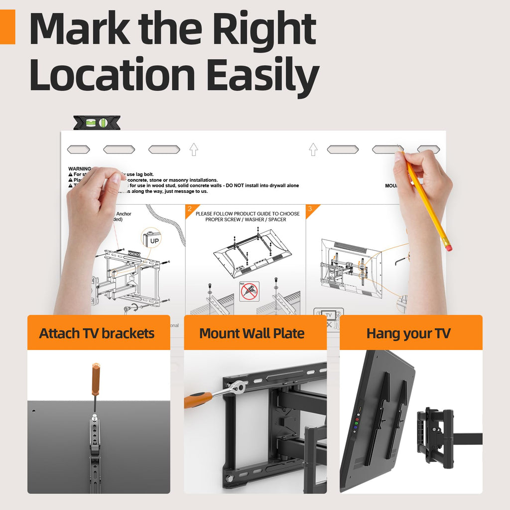 IWORKBOARD 55 65 75 85 inch Tilting TV Wall Mount for 32-90 '' TVs, Low Profile TV Mount Bracket, Safe Lock & Quick Release,Max VESA 600x400mm, 24 inch Studs,132 lbs, Fit Most 55+ 75+ 85+ 86 TVs