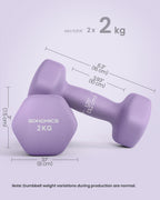 SONGMICS Hex Neoprene Dumbbells, 1/2/3/4/5KG Pair Weights for Fitness Training