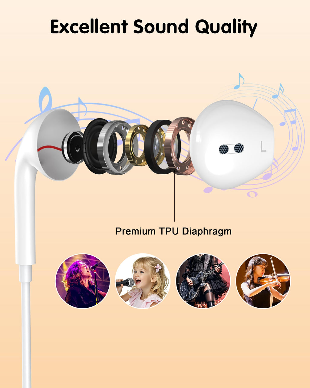 2 Pack [Apple MFi Certified] Wired Earphones for iPhone 14 13 12 11 Pro Max