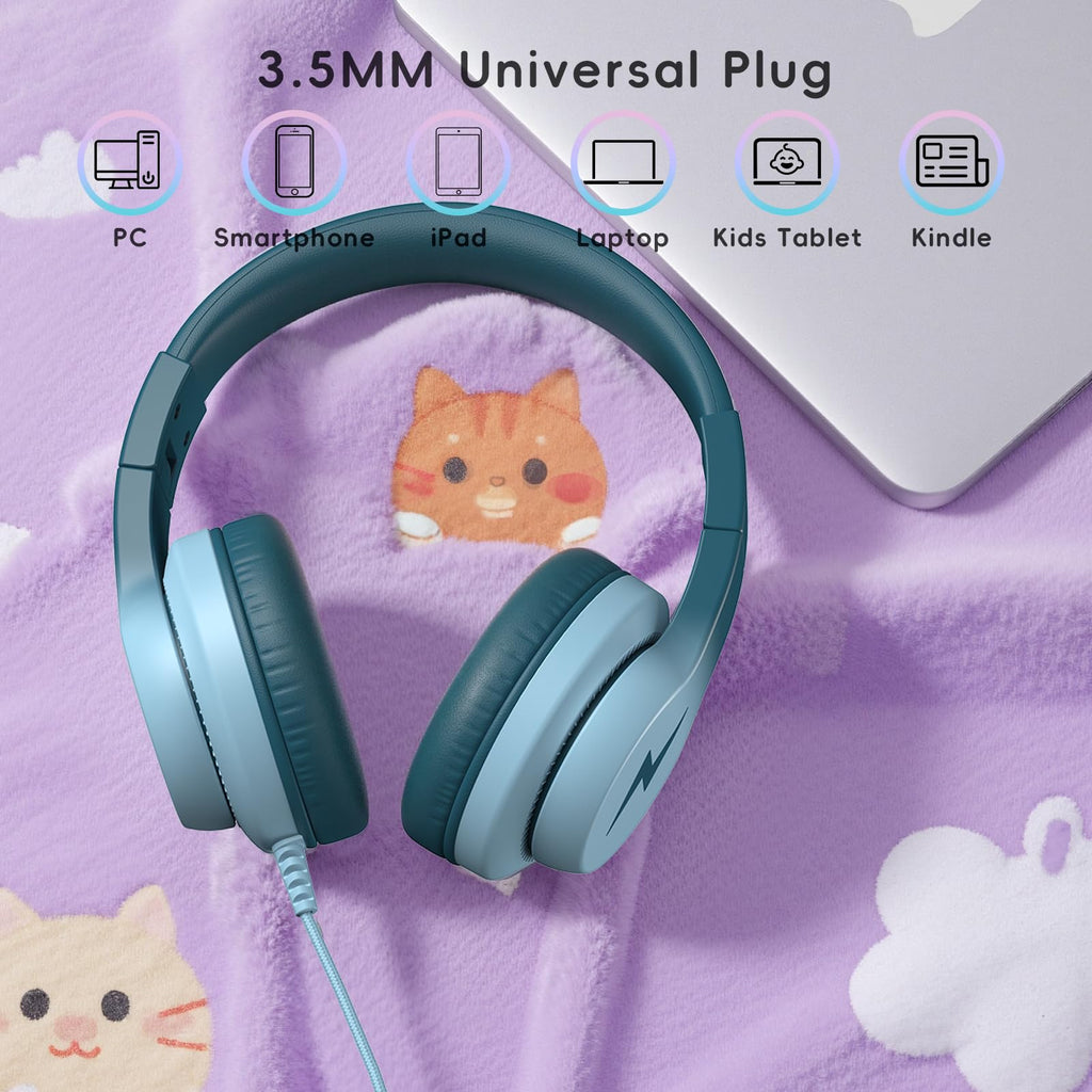 Candy Bila Wired Kids Headphones for School, Over-Ear for Boys Girls