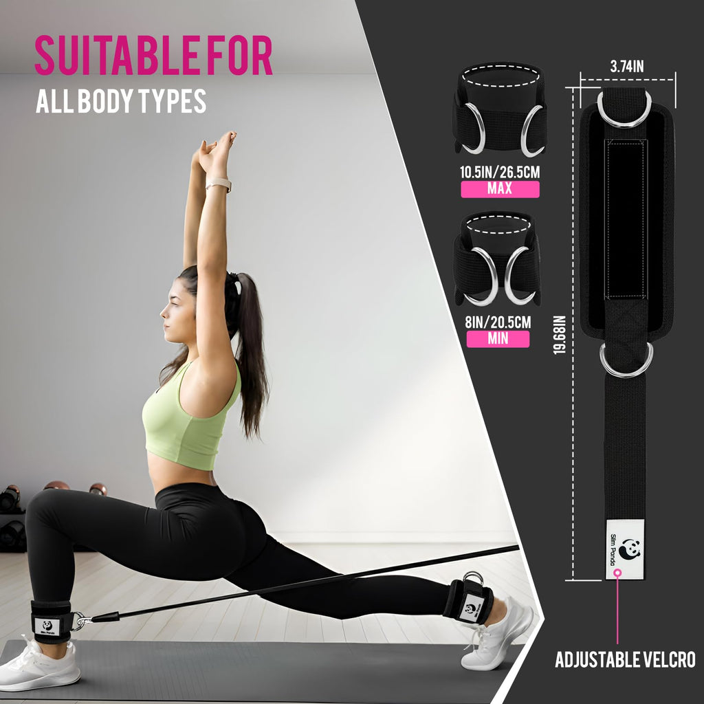 Slim Panda Ankle Straps for Cable Machines, Cable Kickback Ankle Cuffs