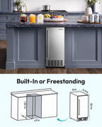 EUHOMY 15" Under Counter Ice Maker, 90lbs/24H, 24lb Bin, Gravity Drainage