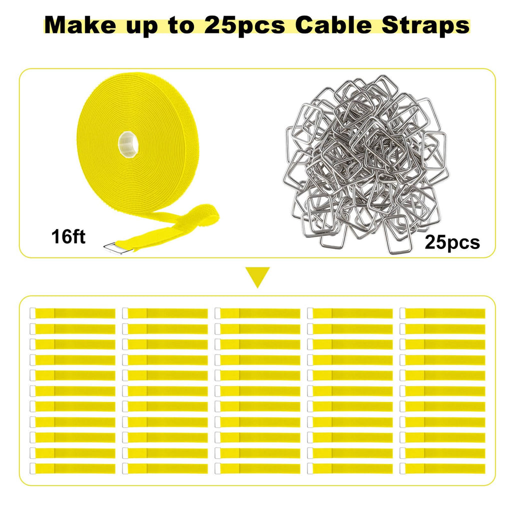 YMCRLUX 1"x64ft Hook and Loop Straps with 70 Metal Buckles, Adjustable Fastening Cable Straps, Cut-to-Length Cinch Strap, Reusable Nylon Securing Cord Ties for Organizer or Storage, 1 inch Wide, Black