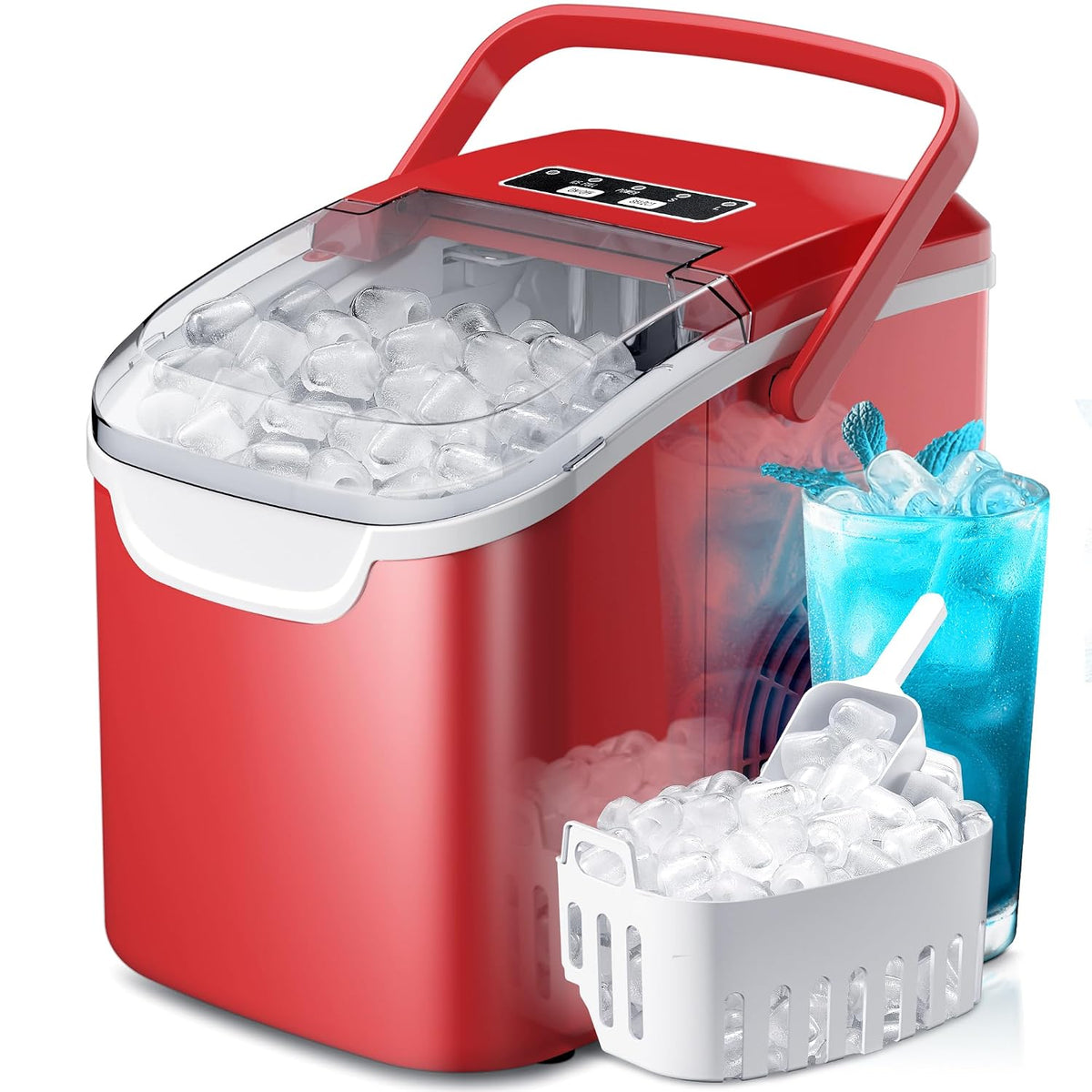 Crzoe Countertop Ice Maker, 26Lbs/24H,2 Sizes of Ice, Self-Cleaning,Black