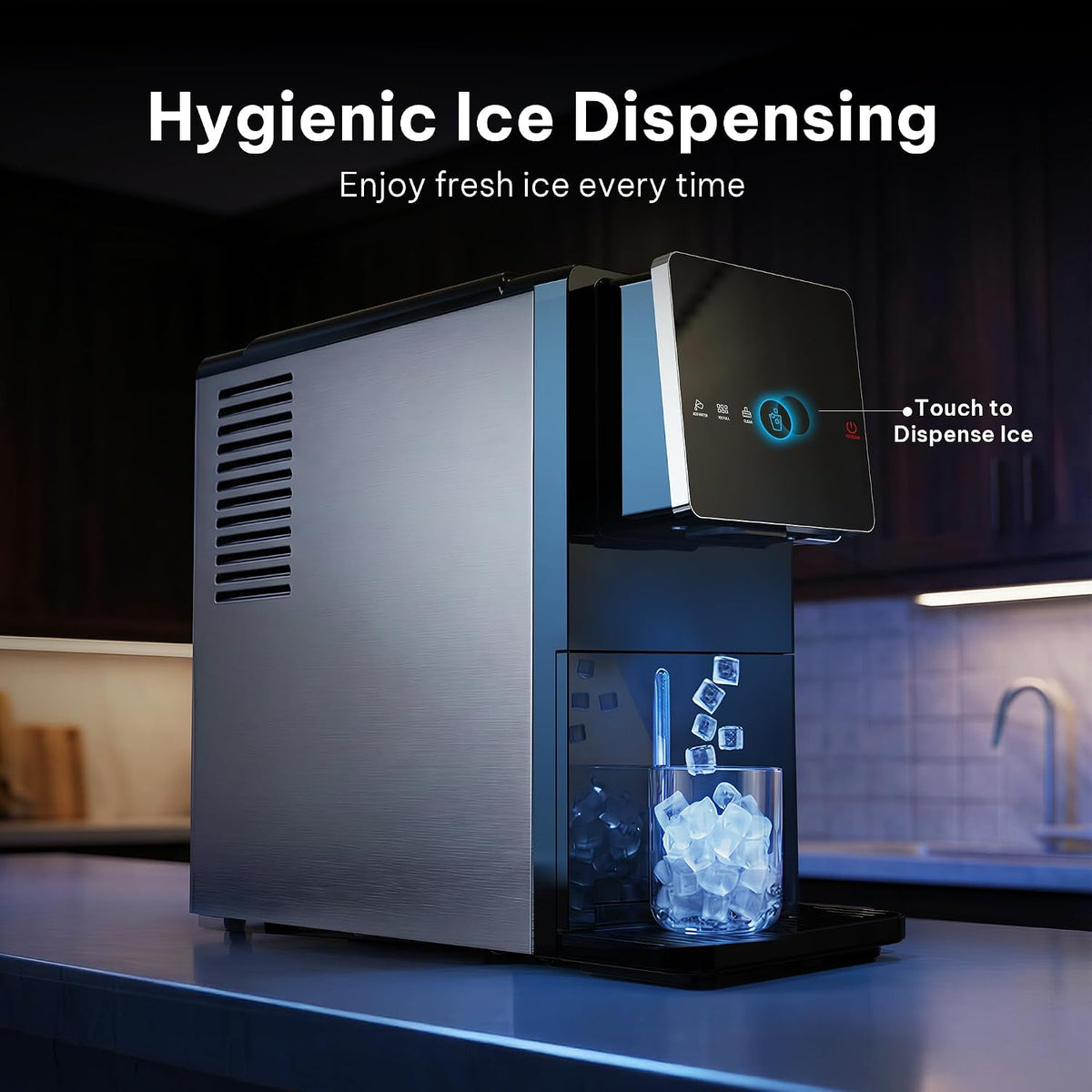 Silonn Ice Maker Countertop, 9 Cubes Ready in 6 Mins, 26lbs in 24Hrs, Self-Cleaning Ice Machine with Ice Scoop and Basket, 2 Sizes of Bullet Ice for Home Kitchen Office Bar Party