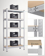 SONGMICS 5-Tier Heavy-Duty Shelving Units, Set of 2, Boltless Assembly
