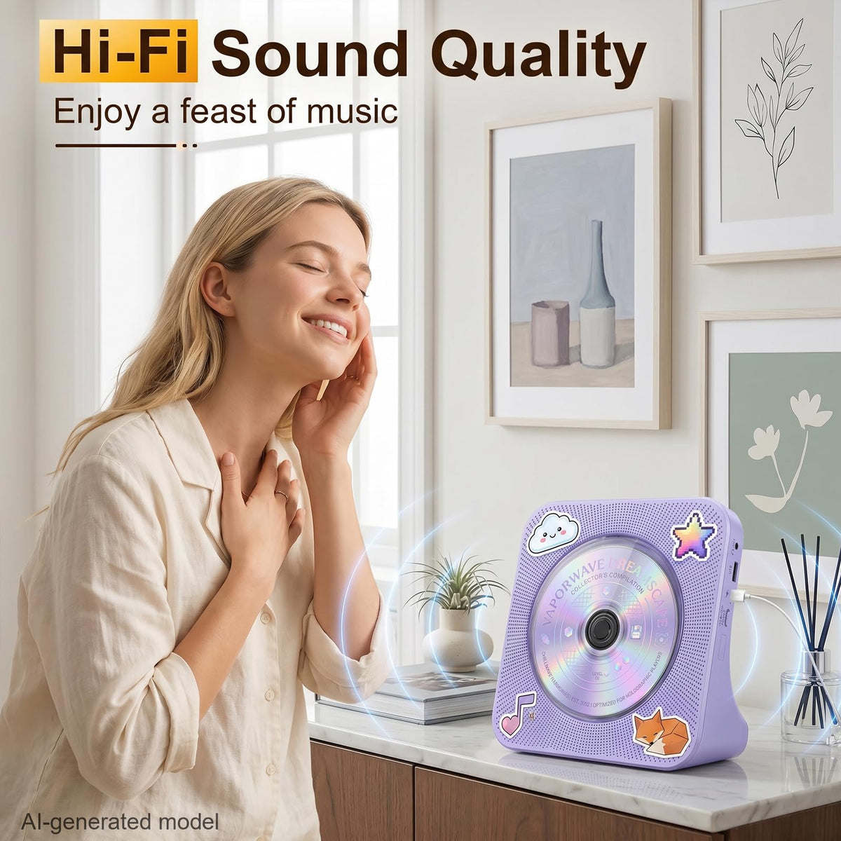 Gueray CD Player Portable Bluetooth Desktop CD Players for Home
