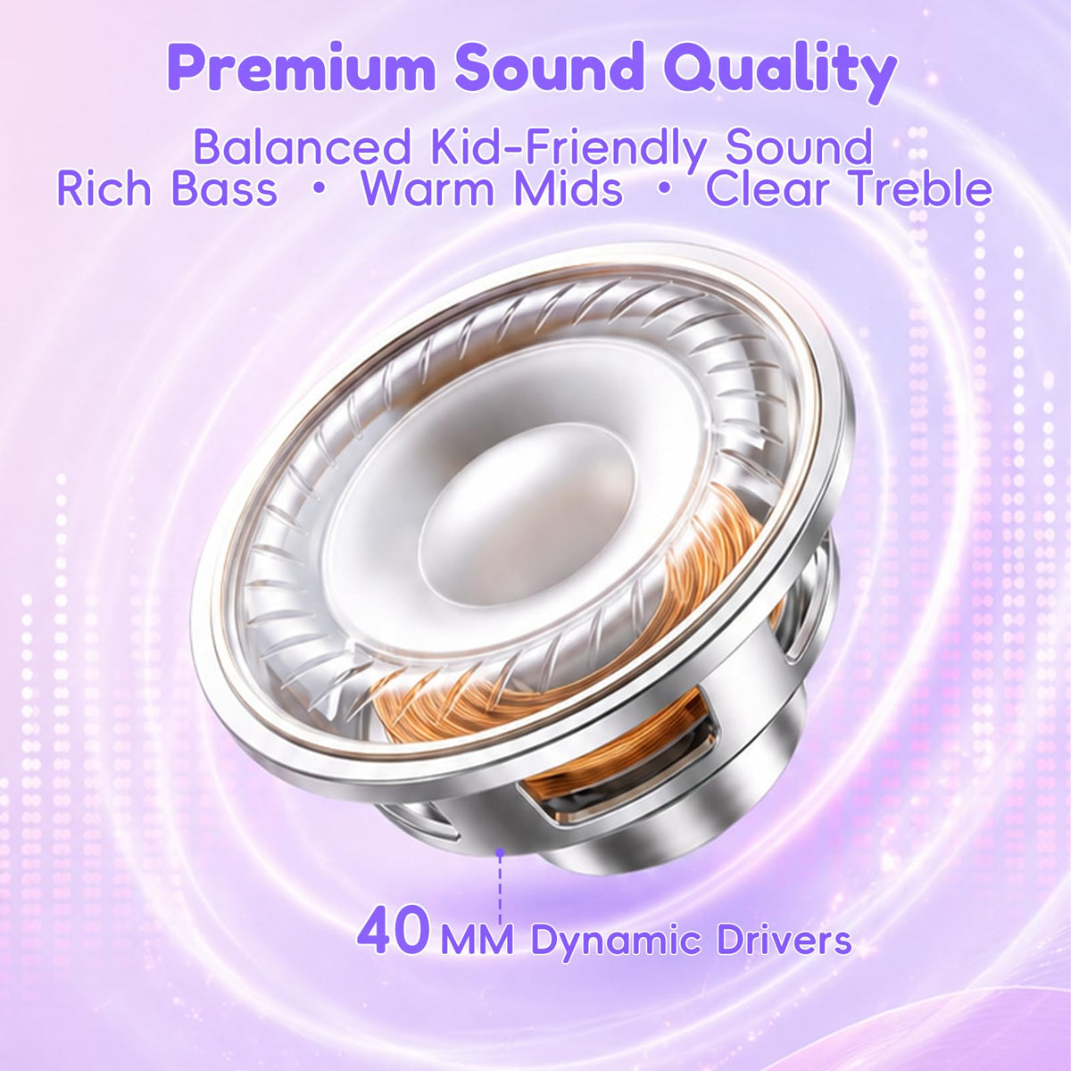 Candy Bila Wired Kids Headphones for School, Over-Ear for Boys Girls