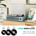 Seasonlife® Retro Vinyl Record Player with Stereo Speakers,Walnut Brown