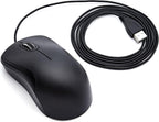 Amazon Basics USB Silent Wired Mouse, Black, 3-Button Optical
