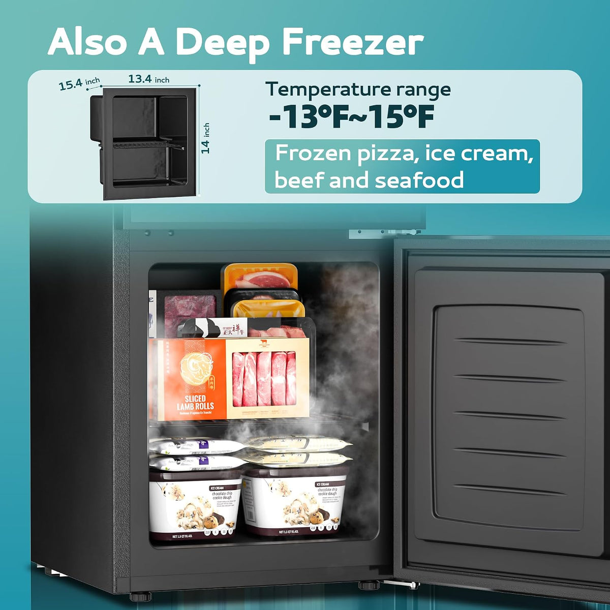 EUHOMY 24 Can Mini Fridge, 18L Beverage Refrigerator with Quiet Compressor