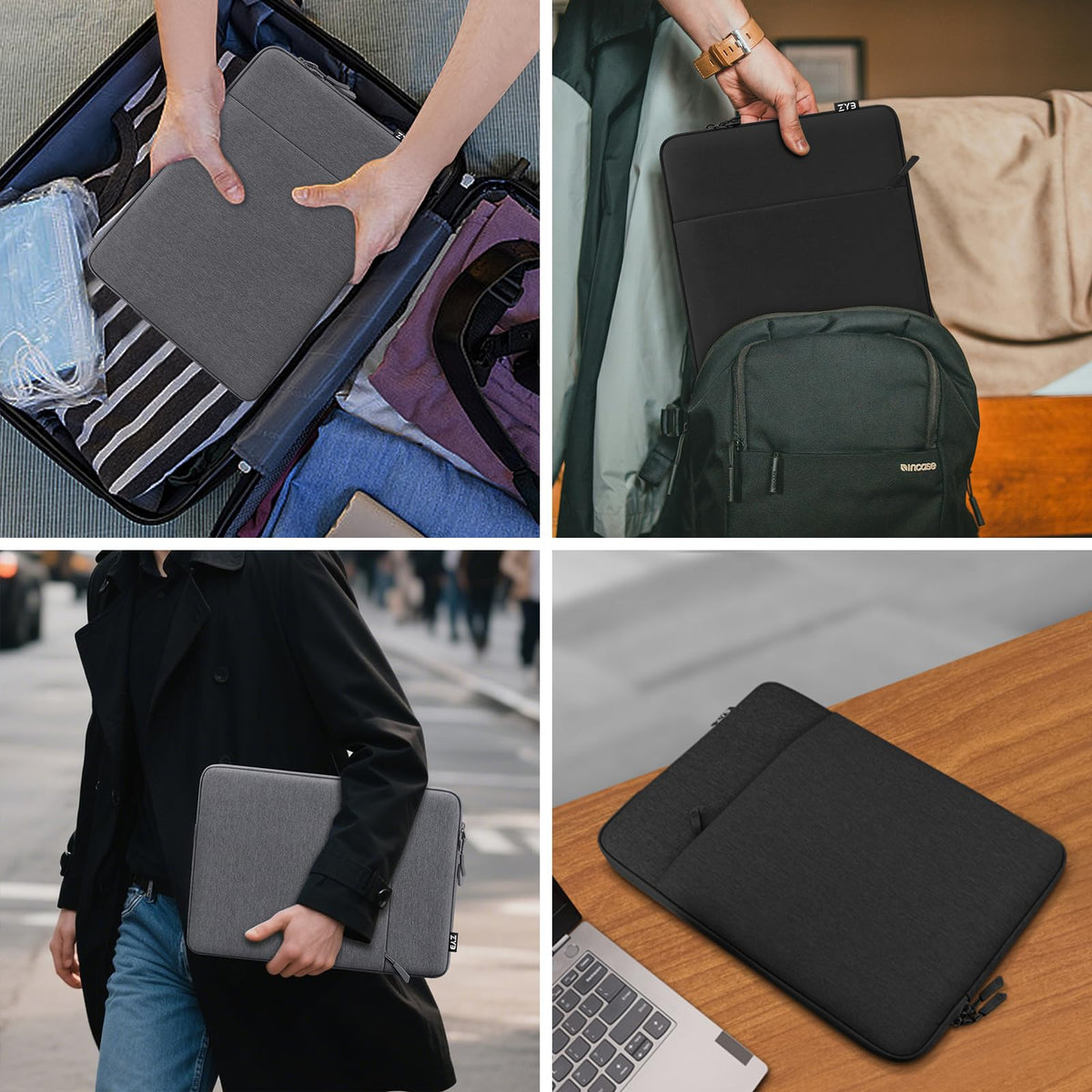 ZYB Laptop Sleeve 14 Inch, Waterproof Shockproof 14 Inch Laptop Case for 14" Notebook Lenovo Thinkpad IdeaPad, MacBook Air 15.3 2026-2023 M5 M4 M3 M2, 14" HP Dell Acer Chromebook Mac Pro 15-Black