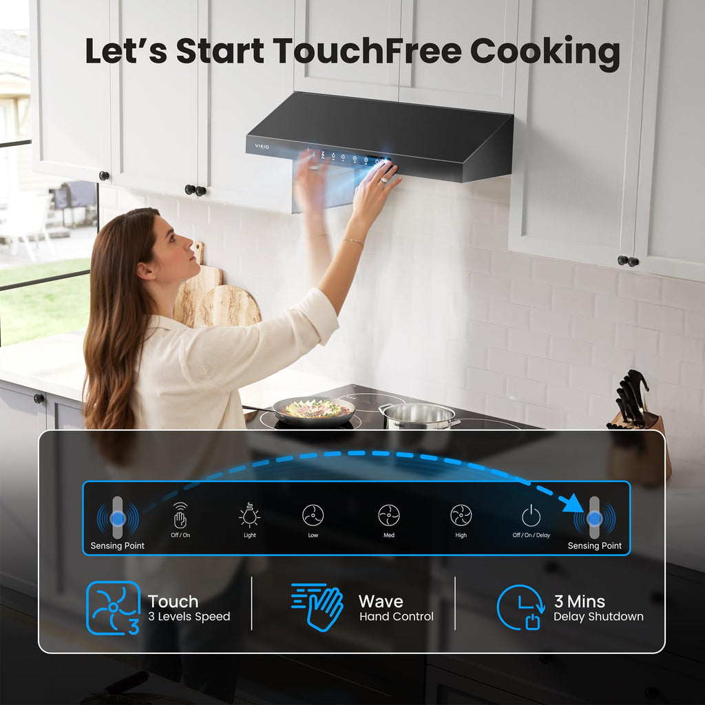 VIKIO HOME 30 Inch Under Cabinet Range Hood 900 CFM Dual Motor Power