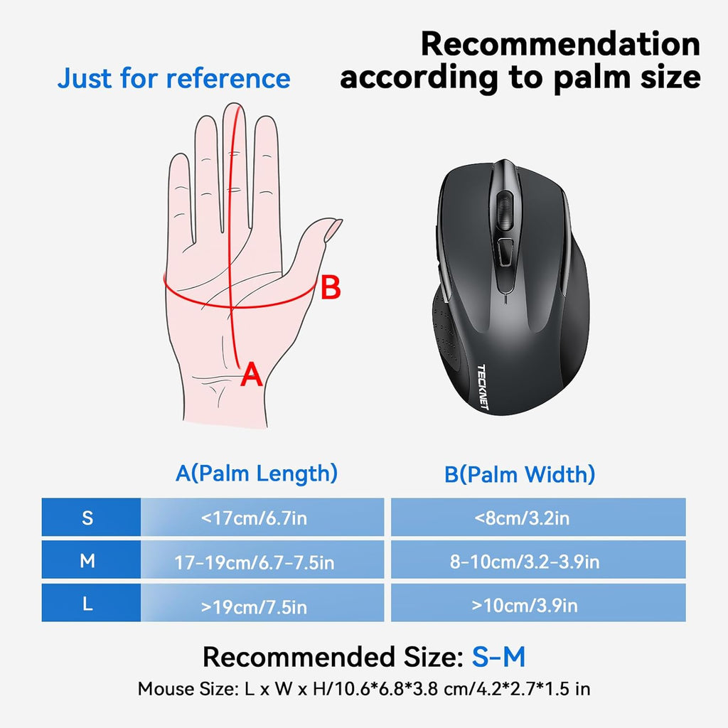 TECKNET Bluetooth Mouse, Wireless Mouse Rechargeable