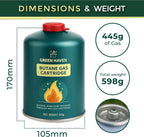 Green Haven Camping Gas Canisters | Butane Propane Mix, EN417 C500 Packs