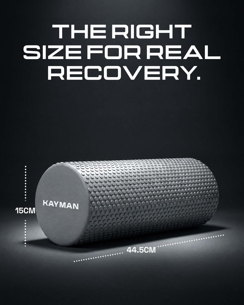 KAYMAN Sports Foam Roller, Deep Tissue Muscle Recovery, 44.5 x 15cm, Black