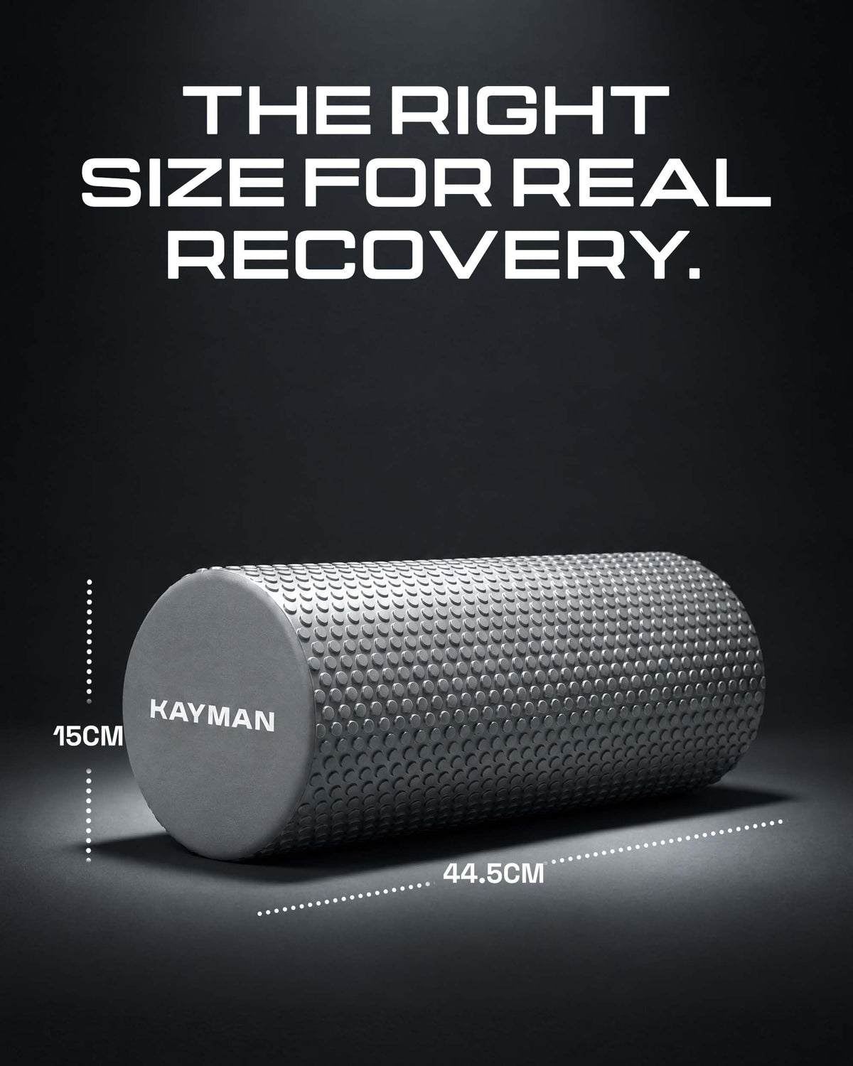 KAYMAN Sports Foam Roller, Deep Tissue Muscle Recovery, 44.5 x 15cm, Black
