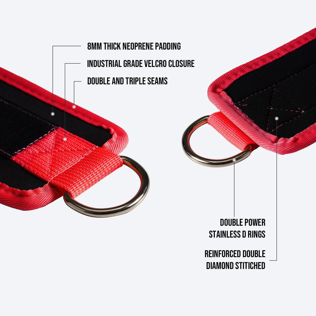 Slim Panda Ankle Straps for Cable Machines, Cable Kickback Ankle Cuffs