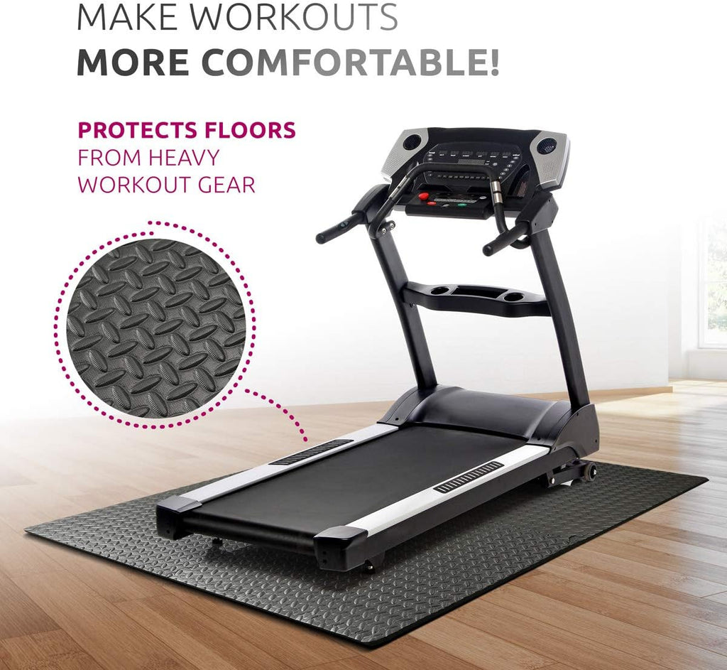 Exercise Foam Mat - Anti fatigue Protective Interlocking Puzzle EVA Floor Tiles with Edges - Gym Flooring Mats - Non slip Rubber Cushion for Underlay (Black, 4 Tiles (16 Square Feet))
