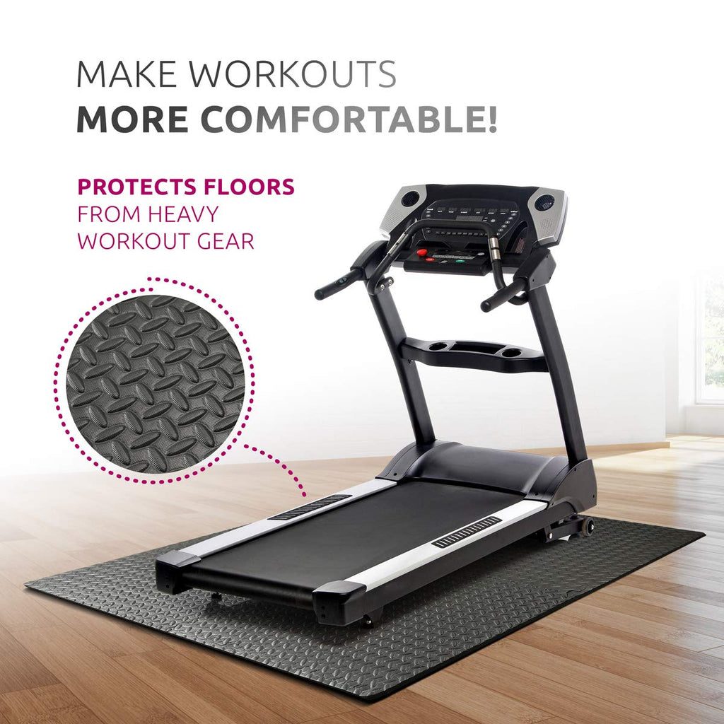 Exercise Foam Mat - Anti fatigue Protective Interlocking Puzzle EVA Floor Tiles with Edges - Gym Flooring Mats - Non slip Rubber Cushion for Underlay (Black, 4 Tiles (16 Square Feet))