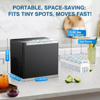 Countertop Ice Makers Machine, Portable Ice Machine Producing 9 Ice Cubes Within 6 Mins, Bullet Ice Available in Two Sizes(S/L), Compact Mini Ice Maker Appliance for Home Kitchen Camping （Ebony）
