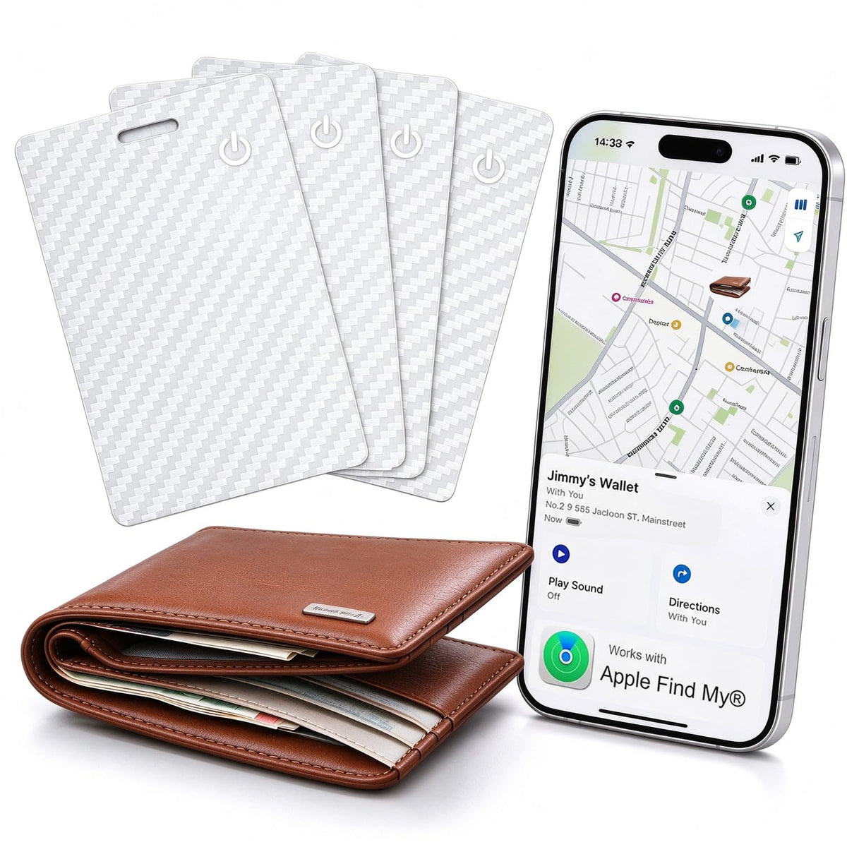 [Apple MFi Certified] 2 Pack Wallet Tracker Card with Apple Find My (iOS Only) Rechargeable Air Tracker Tags Bluetooth Wallet Finder IP68 Waterproof GPS Tracker Item Finder for Keys, Bags, Passport