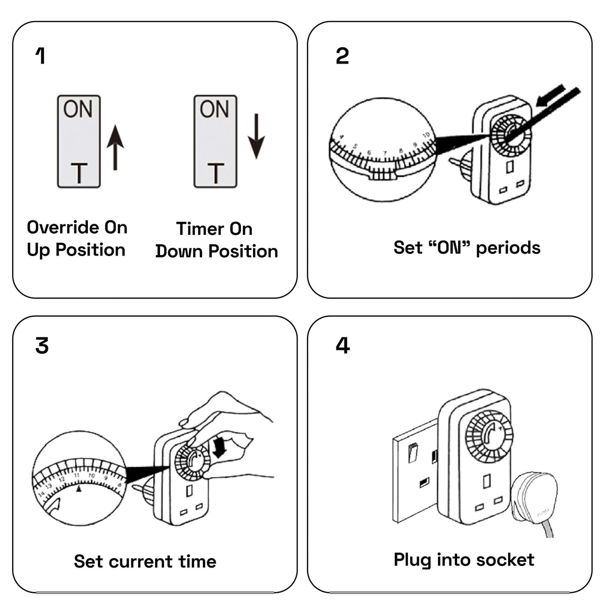 hbn 24Hour Mechanical Timer Plug Socket UK,Light Timers for Home Security
