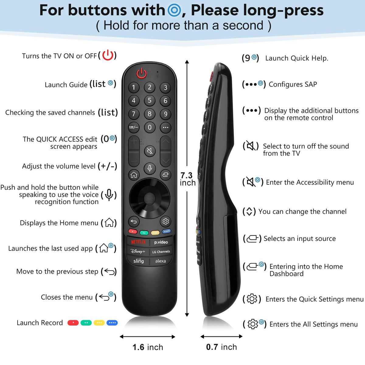 Universal Backlit Remote for LG Smart TV Remote Control Replacement