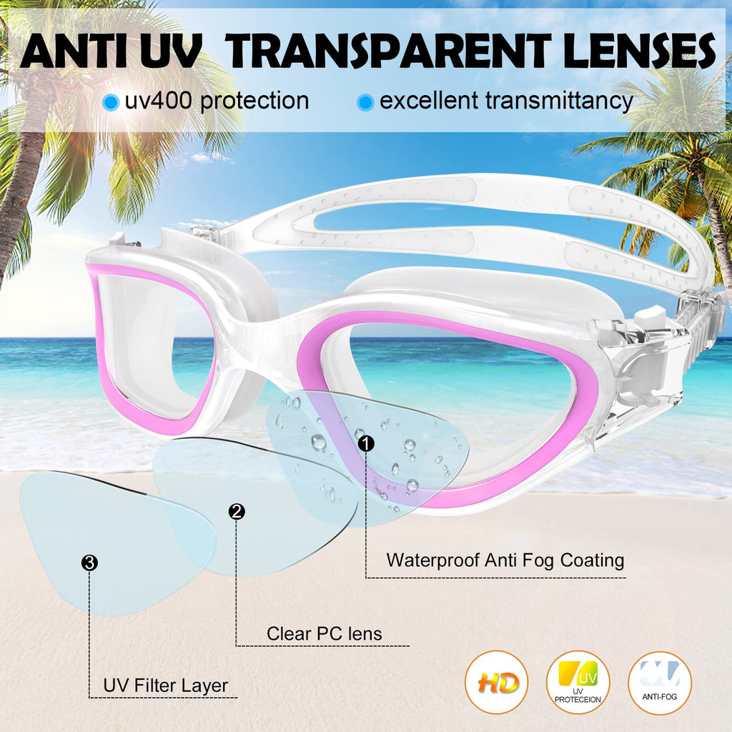 Winline Adult Swimming Goggles,Open Water Goggles Swimming Anti Fog UV Protection No Leakage Clear Vision Easy to Adjust for Adults Men Women Teenagers