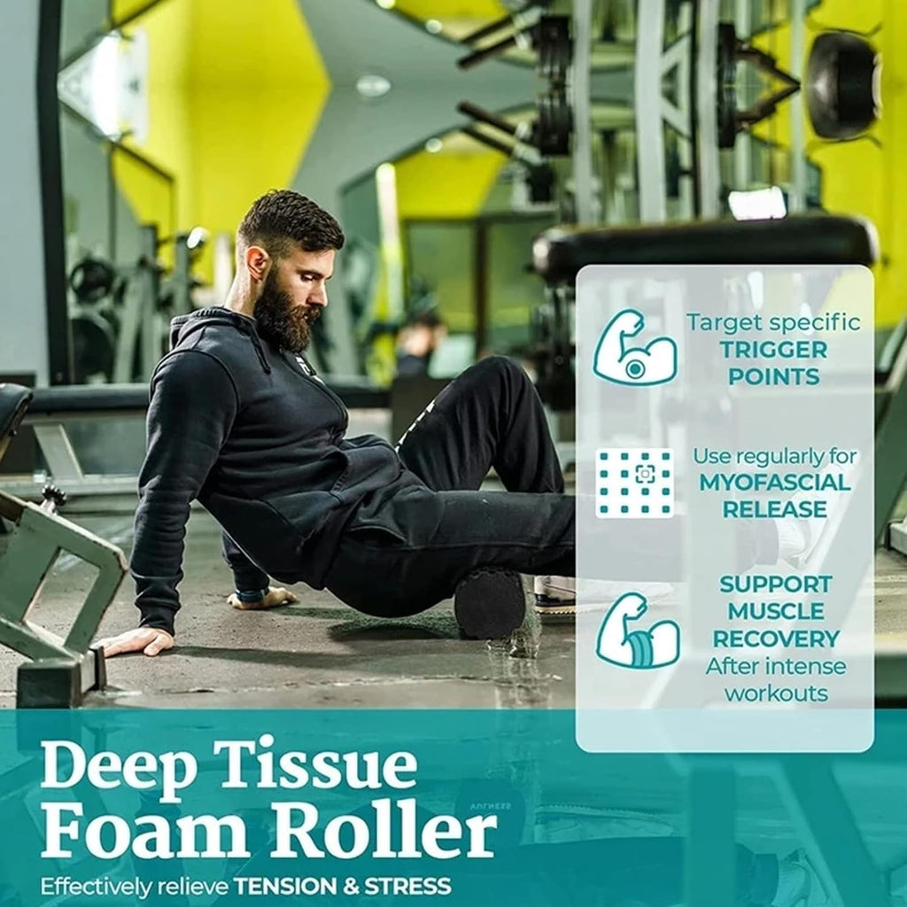 Senken Foam Roller for Pilates & Deep Tissue – EVA 3D Textured Muscle Massage Roller, Trigger Point Pain Relief, Firm Exercise Roller for Back & Legs (30x10cm)