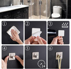 Aikzik Strong Self Adhesive Hooks - 6 Pack Heavy Duty 8kg(Max), Stainless Steel Sticky Hooks for Hanging for Towel, Coat, Robe, Stick on Bathroom, Kitchen, Door and Wall, Black
