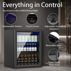 DOGHLY 0.95 Cu.Ft Mini Fridge Mirror Door for Beverages & Skincare, 24 Cans