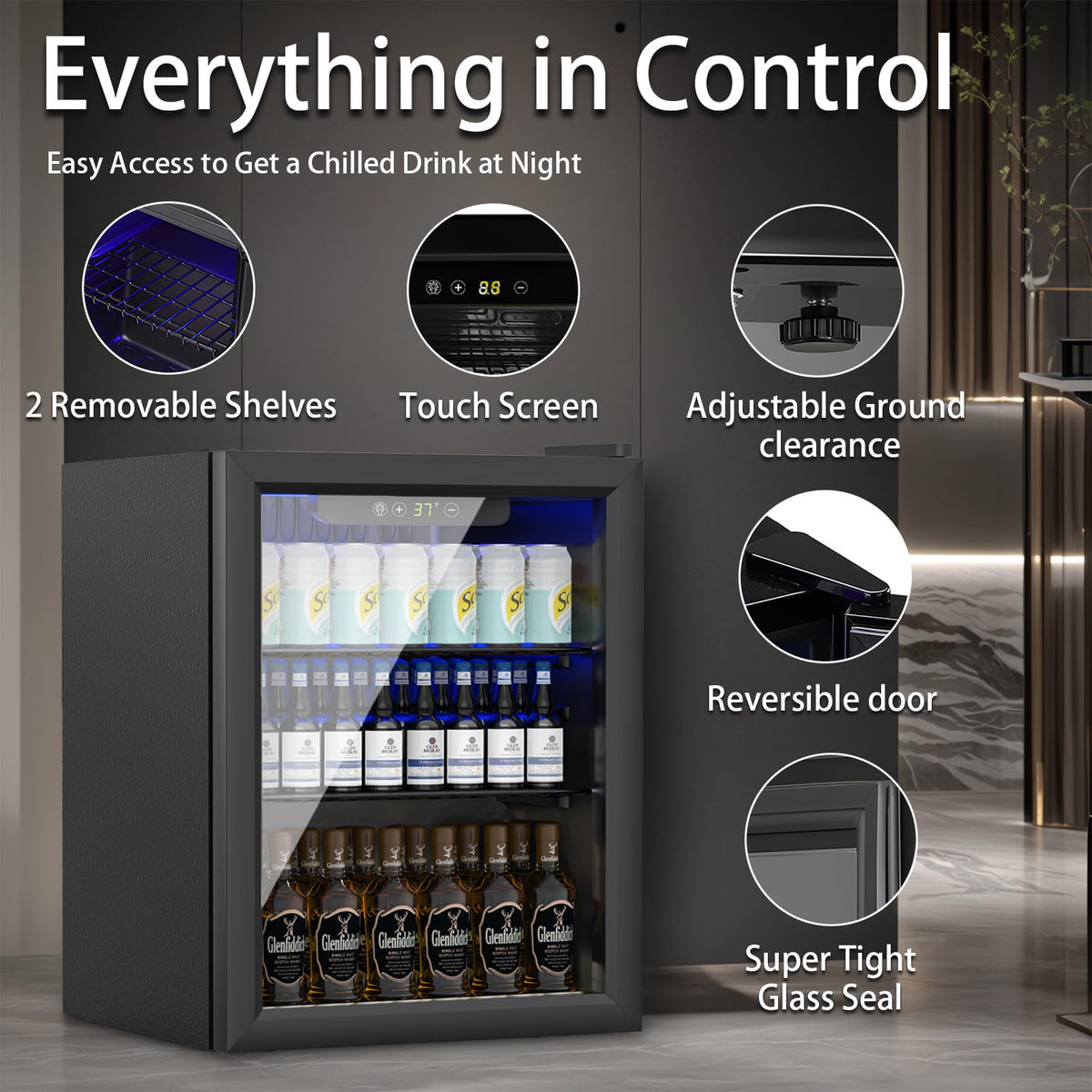 DOGHLY 0.95 Cu.Ft Mini Fridge Mirror Door for Beverages & Skincare, 24 Cans