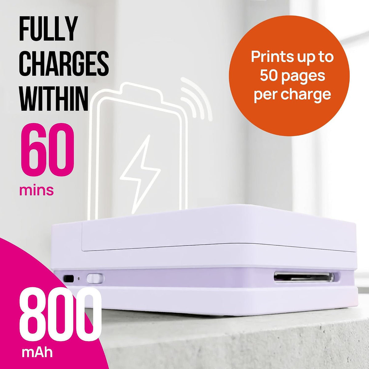 Nelko PP01 Photo Printer, 2x3 Portable Photo Printer, Mini Printer, Purple