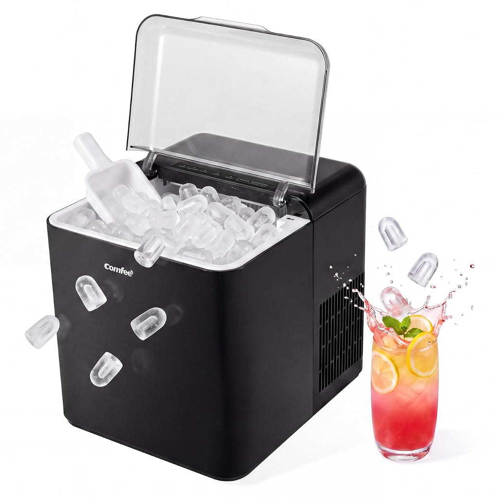 Comfee 33lbs Countertop Bullet Ice Maker, Self-Cleaning, with Ice Scoop