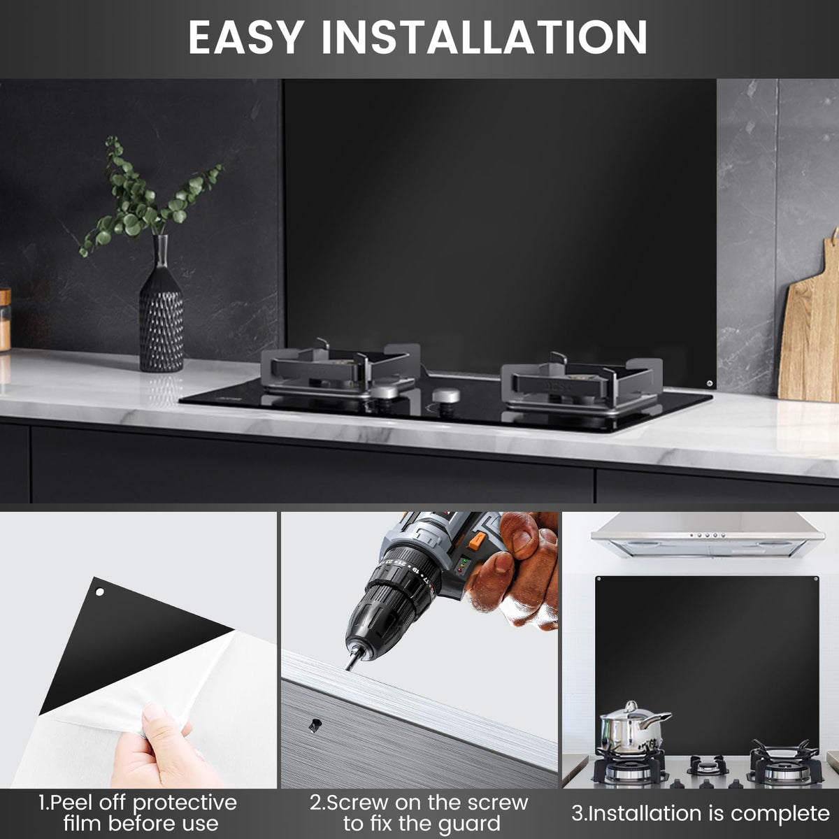 12"x29.5" Stainless Steel Backsplash - Ultra Flat & Easy to Clean, Protect Wall from Splash & Stain - Kitchen Stove Backsplash Panel for Oven & Range Hood with Pre-Drilled Holes