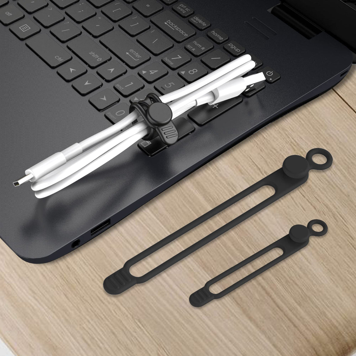 24Pcs Silicone Cable Ties, Cord Organizer Cable Management-Multi