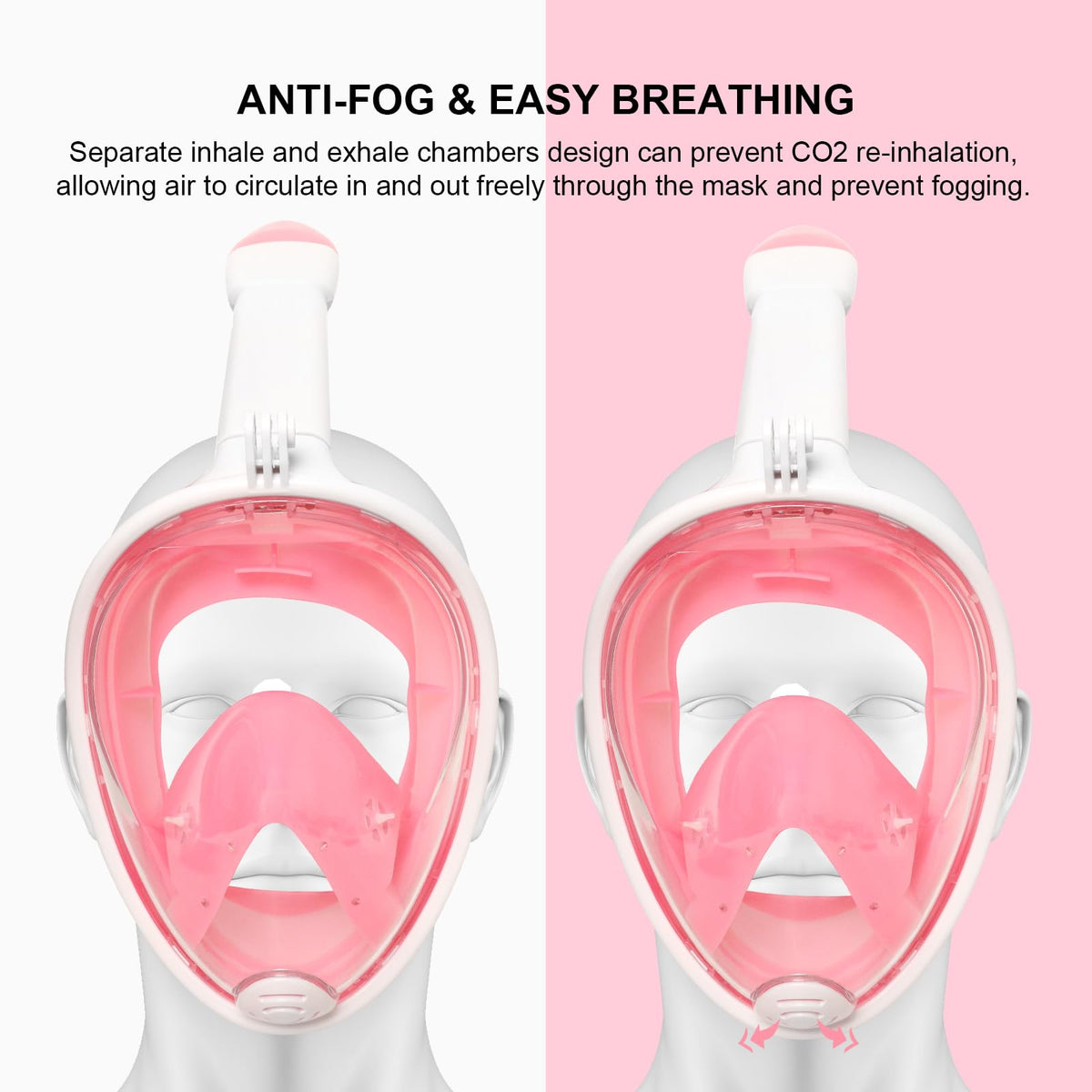 Jsdoin Snorkel Mask Full Face,180°view Design - Anti-fog, Anti-leak Technology - Sports Camera Compatible - for a Safe Adults and Kids Snorkeling Experience