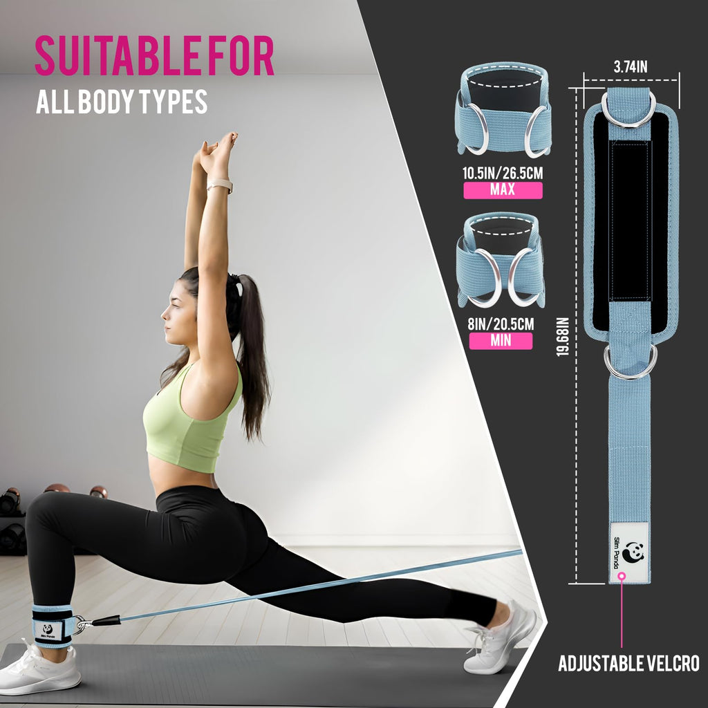 Slim Panda Ankle Straps for Cable Machines, Cable Kickback Ankle Cuffs