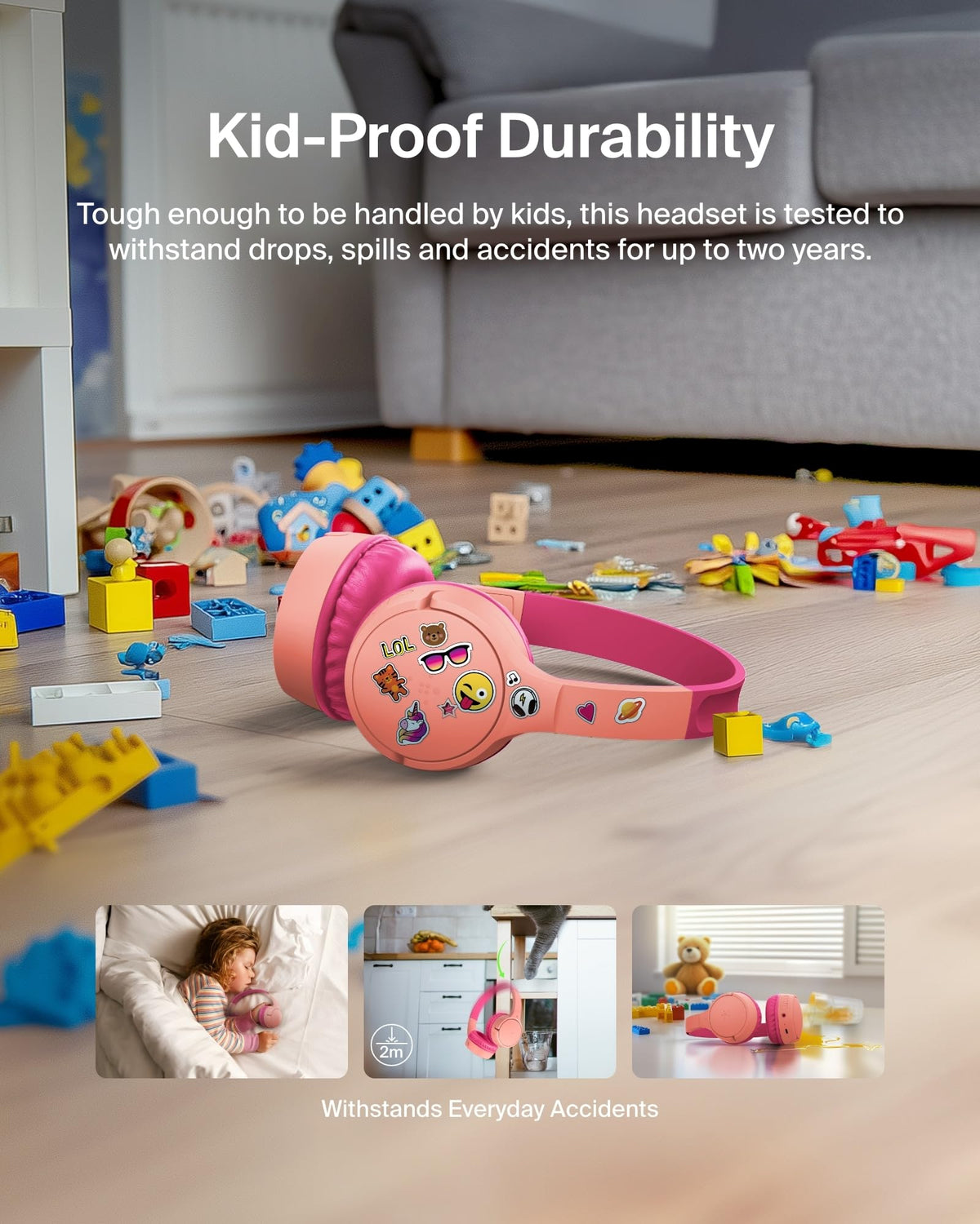 Belkin SoundForm Mini Kids Headphones, Wireless & Wired, 30H Playtime, Case