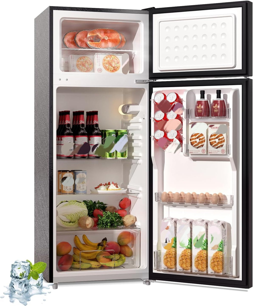 BANGSON 7.7 Cu.Ft Refrigerator with Top Freezer Apartment Size Black