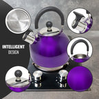 2.5L Stainless Steel Whistling Kettle - Suitable for Fishing, Camping, Hiking, Indoor & Outdoor | Camping Kettle for Gas Stove, Electric Stove, Camp Fire | Lightweight, Fast Boil, Phenolic Handle