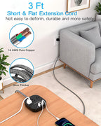 Travel Essentials, 22.5W/4.5A Flat Plug Power Strip, 6 Ft Extension Cord